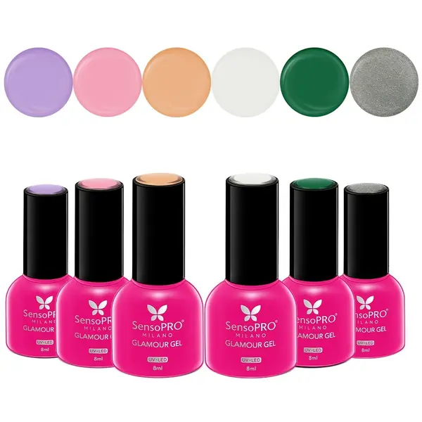 Set 6 Oje Semipermanente Glamour 8ml SensoPRO Milano, Christmas Fever