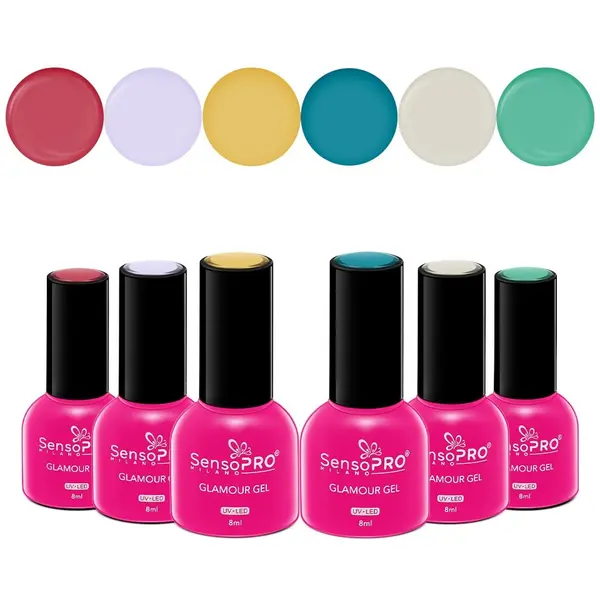 Set 6 Oje Semipermanente Glamour 8ml SensoPRO Milano, Red-y or Not