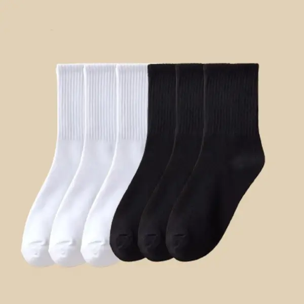 Set 6 perechi de sosete pentru dama, SS061, Alb/Negru, marime universala (35-39)