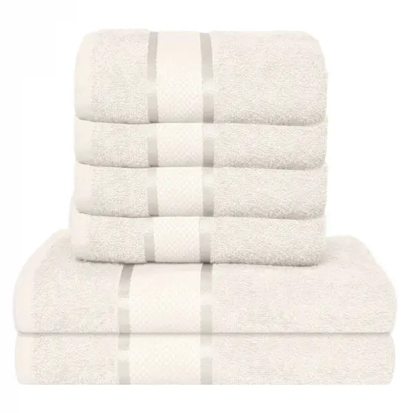 Set 6 Prosoape, Bumbac 100%, 400g m ², Alb