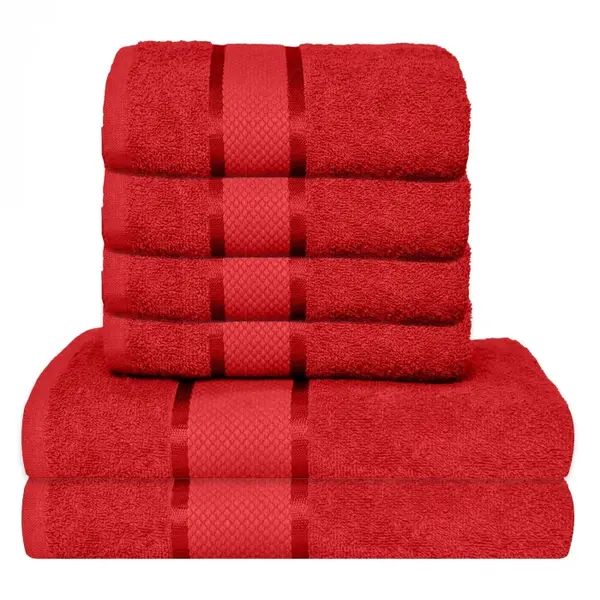 Set 6 Prosoape, Bumbac 100%, 400g m ², Rosu