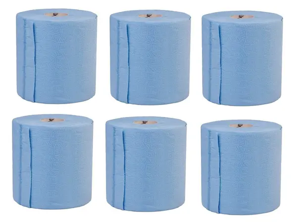Set 6 role hartie profesionala 2 straturi, albastra, 100% celuloza, 450 coli, 36x20cm MADDOX 162m