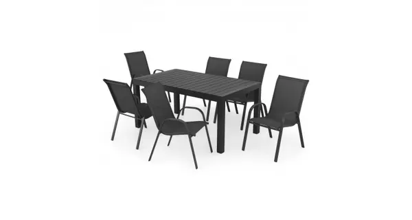 Set 6 scaune si masa ext ENCORE BASIC antracit cu negru