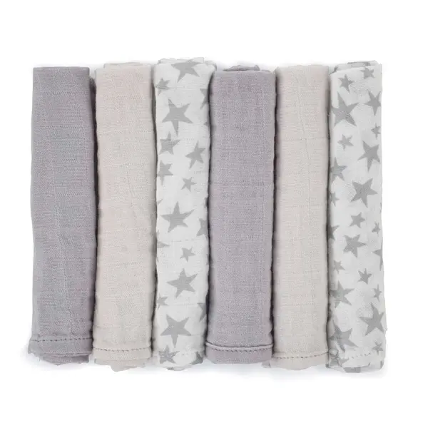 Set 6 scutece Jane din muselina de bambus 35x35 cm Star