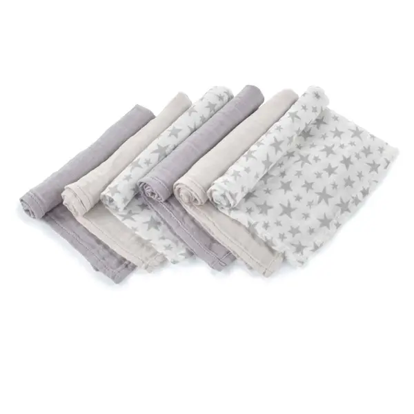 Set 6 scutece, Jane, Din muselina de bambus, Hipoalergenice, 35 x 35 cm, Star