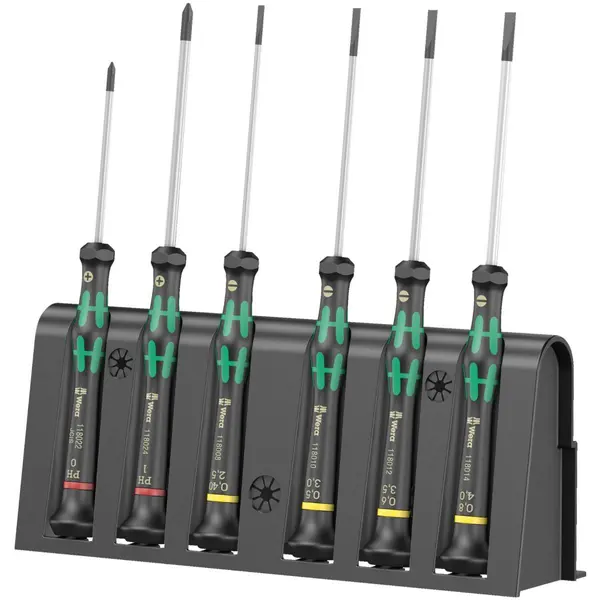 Set 6 surubelnite pentru aplicatii electronice de precizie Wera Kraftform Micro, suport inclus, 5118152001