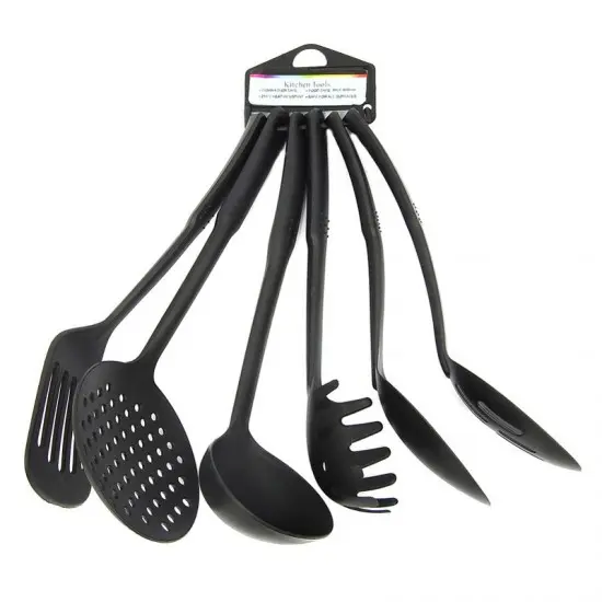Set 6 ustensile pentru bucatarie,plastic,negru