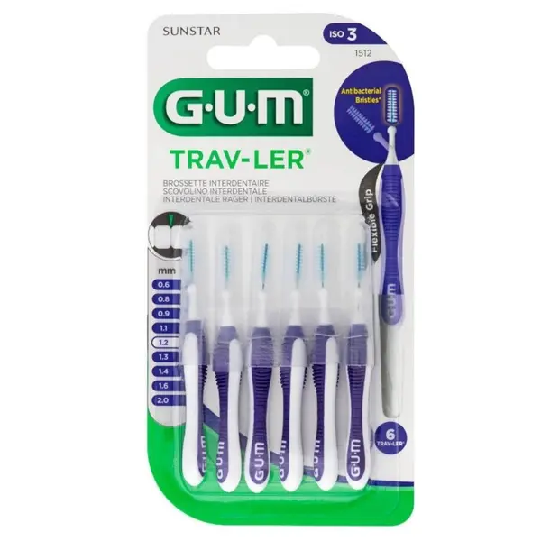 Set 6x Periute Interdentare, GUM, Trav-Ler, pentru Curatare in Profunzime, Tratate cu Clorhexidina, 1.2 mm