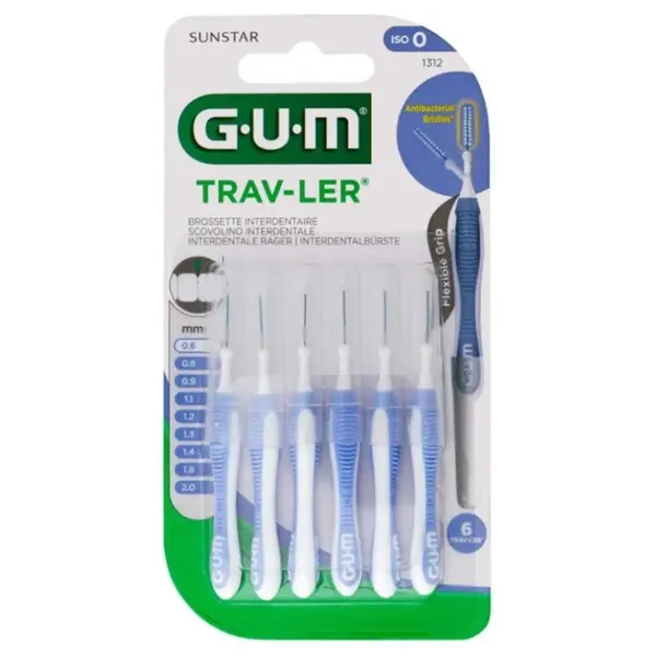 Set 6x Periute Interdentare, GUM, Trav-Ler, pentru Curatare in Profunzime, Tratate cu Clorhexidina, 0.6 mm