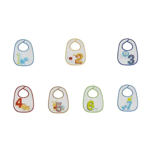 Set 7 bavete Lorelli, small, bumbac, inchidere cu arici, Boy