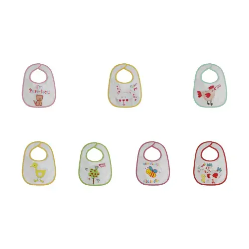 Set 7 bavete Lorelli, small, bumbac, inchidere cu arici, Girl