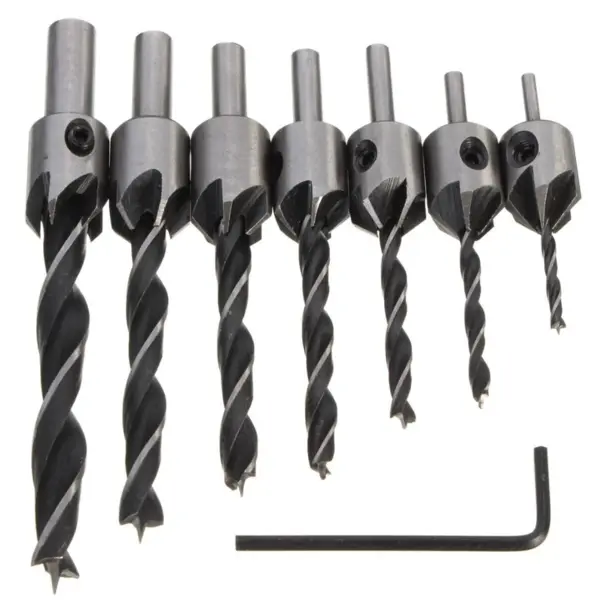 Set 7 Burghie pentru lemn LASERLINE cu Zencuitor/Limitare profunzime