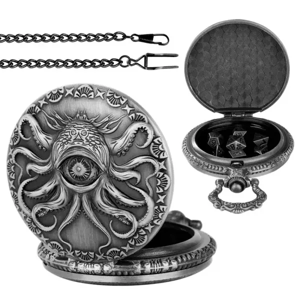 Set 7 mini zaruri metalice DND - Cutie cadou