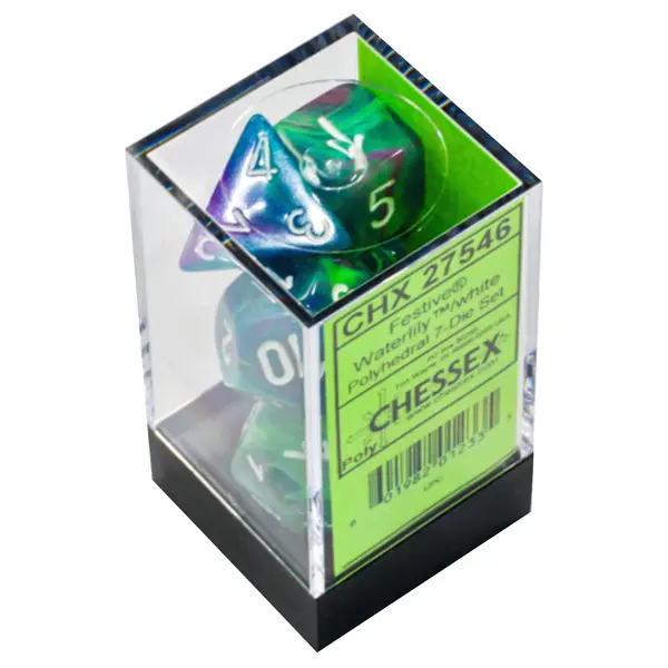 Set 7 Zaruri Chessex Festive - Waterlily/Alb