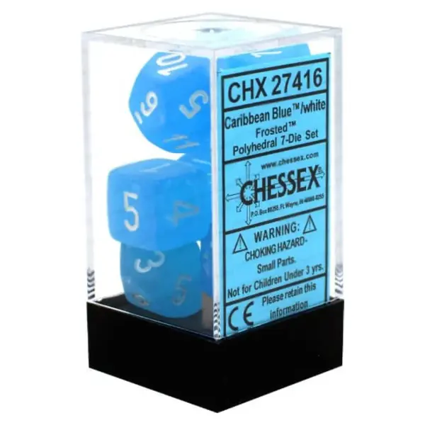 Set 7 Zaruri Chessex Frosted - Carribean Blue/Alb