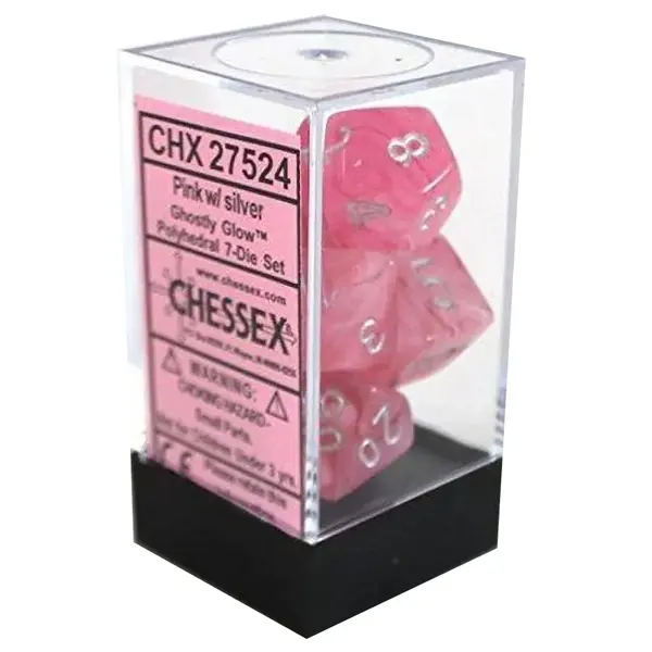Set 7 Zaruri Chessex Ghostly Glow - Roz/Argintiu