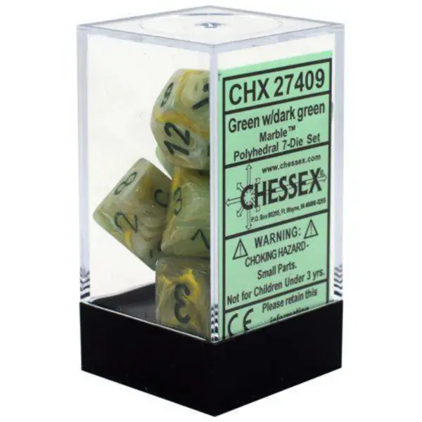 Set 7 Zaruri Chessex Marble - Verde/Verde inchis