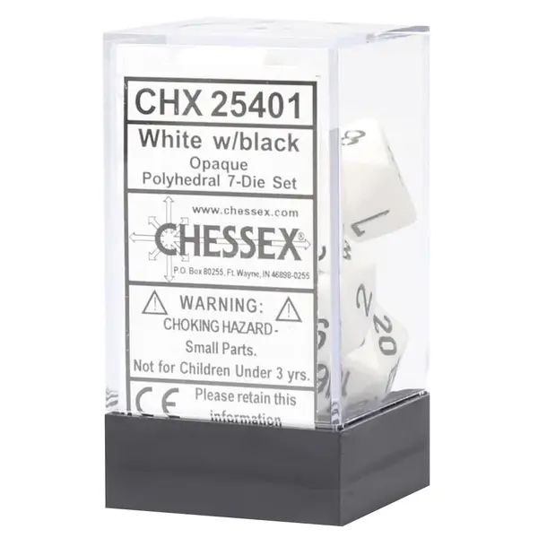 Set 7 Zaruri Chessex Opaque Polyhedral - Alb/Negru