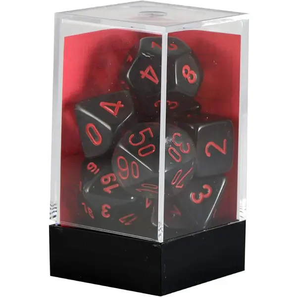 Set 7 Zaruri Polyhedral Translucent - Fumuriu/Rosu