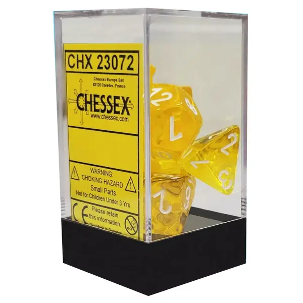 Set 7 Zaruri Polyhedral Translucent - Galben/Alb