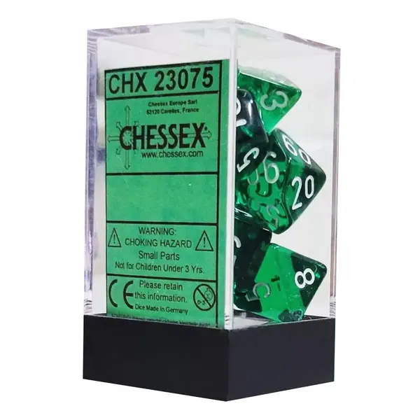 Set 7 Zaruri Polyhedral Translucent - Verde/Alb
