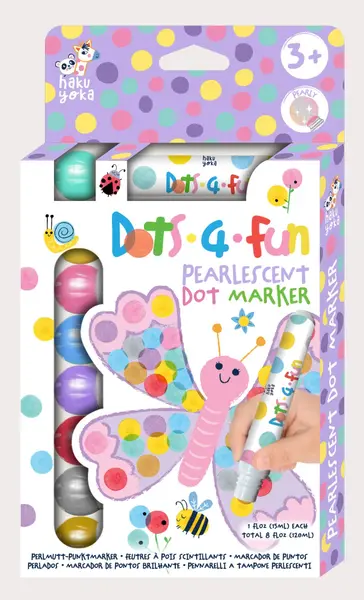 Set 8 carioci lavabile Dots 4 Fun - culori perlate