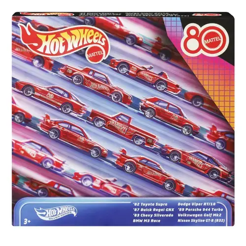 Set 8 masinute metalice Hot Wheels Silver Series Aniversarea A 80 de Ani, Scara 1 la 64
