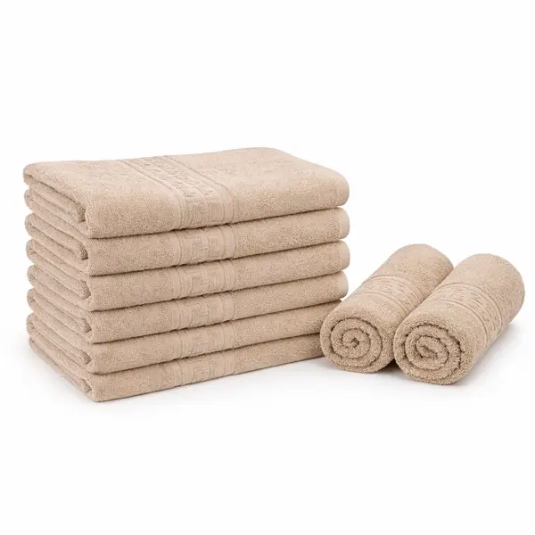 Set 8 prosoape mici 30x50cm, din 100% bumbac pakistanez, 400g, Bej