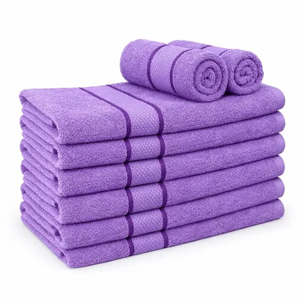 Set 8 prosoape mici 30x50cm, din 100% bumbac pakistanez, 400g, Line, Mov