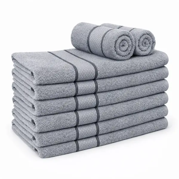 Set 8 prosoape mici 30x50cm, din 100% bumbac pakistanez, 400g, Line, Gri