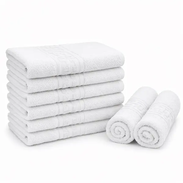 Set 8 prosoape mici 30x50cm, din 100% bumbac pakistanez, 500g, Alb