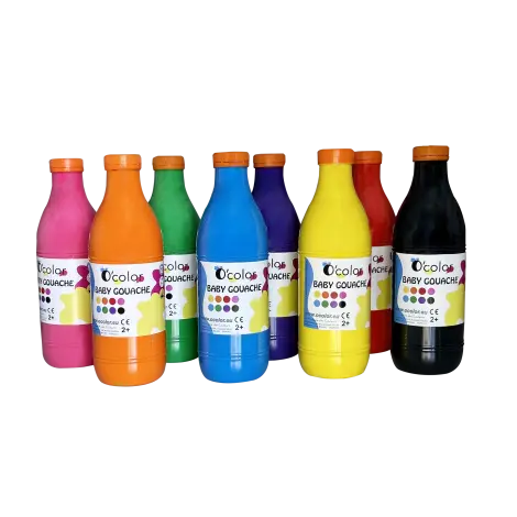 Set 8 x 1000 ml Guasa lavabila pictura, potrivita pentru copii mici, incepand de la 2 ani