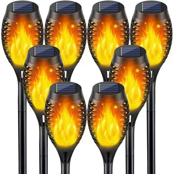 Set 8 x Lampa solara tip torta cu efect flacara, 50 cm
