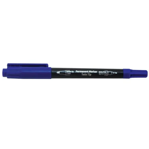 Set 8 x Marker Permanent, Spree, 2 Capete, Varf 3 mm/0.4 mm, Albastru