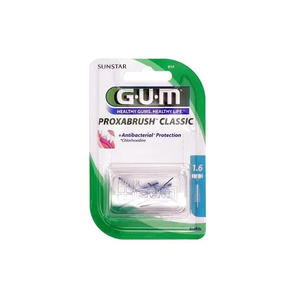 Set 8x Periute Interdentare, GUM, ProxaBrush, pentru Curatare in Profunzime, Tratate cu Clorhexidina, 1.6mm