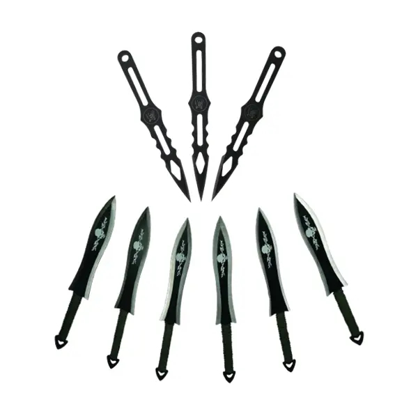 Set 9 cutite de aruncat, otel inoxidabil , negru