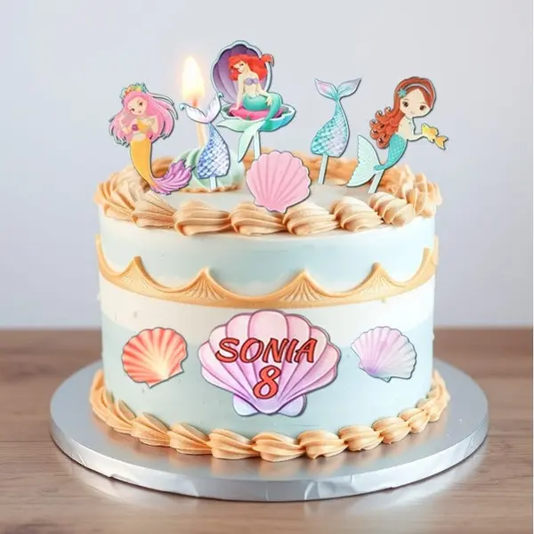 Set 9 toppere tort aniversar Ariel si alte sirene, rezistente si reutilizabile