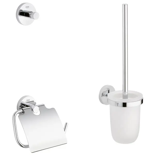 Set accesorii baie 3 in 1 Grohe Essentials 40407001, Argintiu