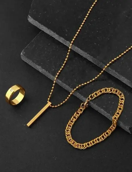 SET Accesorii Bărbați Brățară Colier Pandantiv și Inel Inox
