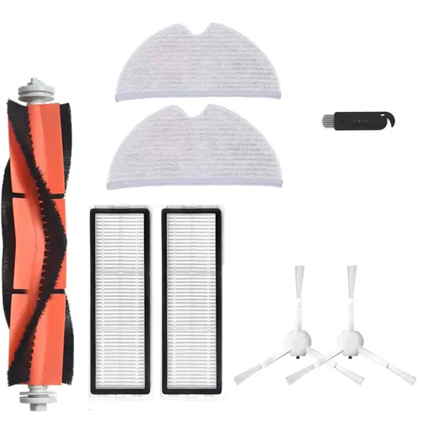 Set accesorii PAA-home®, compatibil cu aspiratoarele Dreame F9, 2 filtre, 2 perii laterale albe, 1 perie centrala cu capeti detasabili, 2 lavete si 1