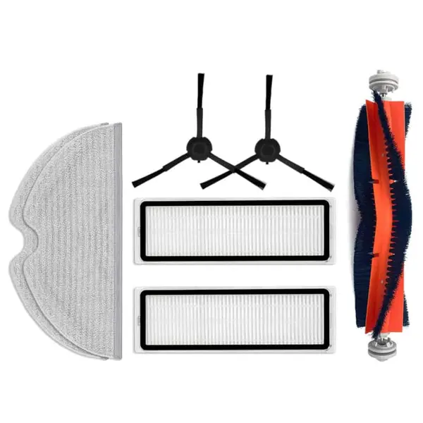 Set accesorii PAA-home®, compatibil cu aspiratoarele Xiaomi Mijia 2C, 2 filtre, 2 perii laterale negre, 1 perie centrala cu capeti detasabili, 2 lavet