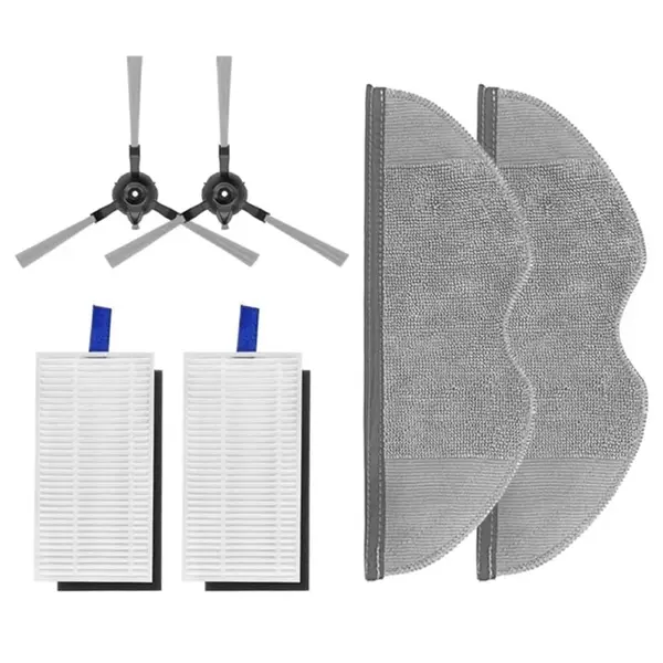 Set accesorii PAA-home®, compatibile cu aspiratoarele Xiaomi E5, 2 filtre, 2 perii laterale albe, 2 lavete