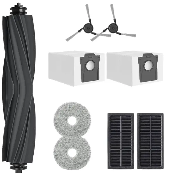 Set accesorii PAA-home, compatibile cu aspiratorul MOVA P10/ P50 Pro Ultra , continut: 2 lavete, 2 filtre, 2 perii laterale negre, 1 perie central si