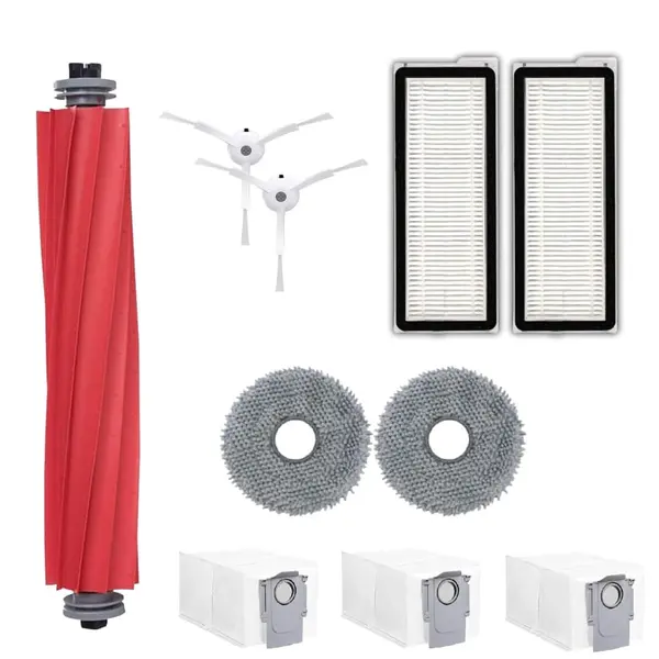 Set accesorii PAA-home® compatibile cu aspiratorul robot Roborock Qrevo MaxV, 1 perie centrala 2 lavete, 2 perii laterale albe, 2 filtre si 3 saci col