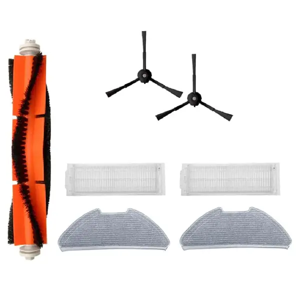 Set accesorii PAA-home compatibile cu Xiaomi MI ROBOT VACUUM MOP 2 LITE, 2 filtre, 2 lavete, 1 perie centrala, 2 perii laterale negre