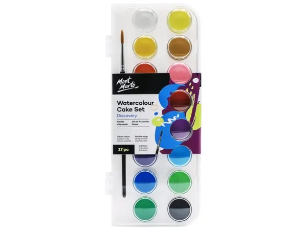 Set acuarele Mont Marte pentru pictura, 17 culori set, cu pensula