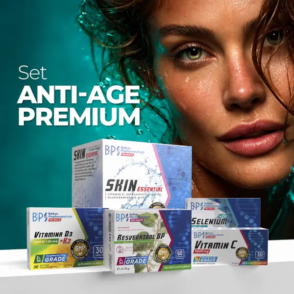 SET Anti-Age Premium — Suplimente Anti-Aging cu Colagen pentru Piele, Antioxidanți și Vitamine Esențiale