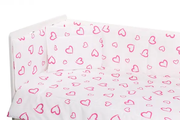 Set aparatori laterale pentru patut 120 x 60 cm Inimioare roz