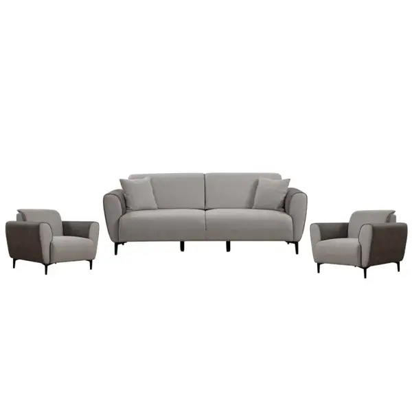 Set AREN 3-1-1, canapea extensibila 3 locuri si 2 fotolii fixe, gri