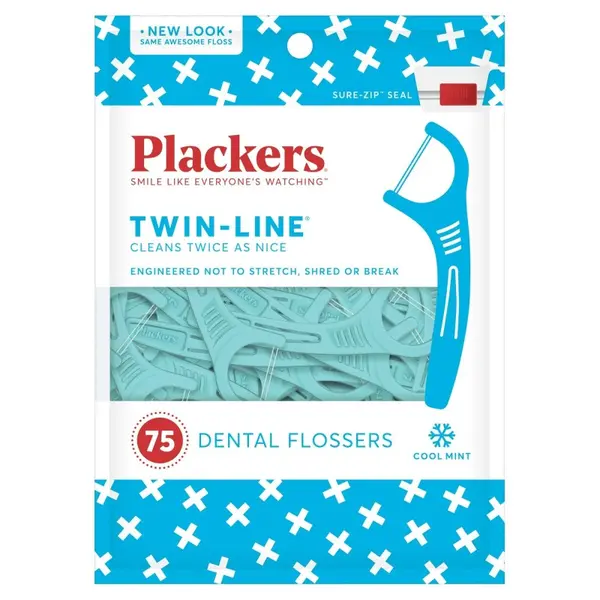 Set Ata Dentara, Plackers, Twin Line, Tip Scobitoare, Curatare Rapida, Foarte Rezistenta, Aroma de Menta, 75 buc